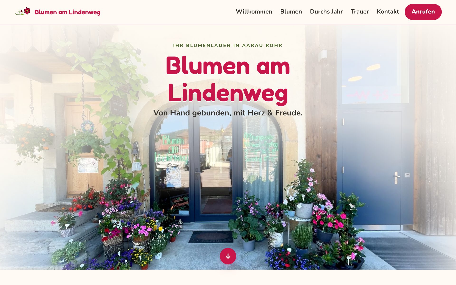 Website von Blumen am Lindenweg, Blumenladen in Aarau Rohr
